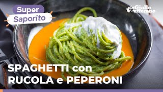 SPAGHETTI con PESTO di RUCOLA CREMA di PEPERONI e STRACCIATELLA🤤🧡🌿 [upl. by Alexio]