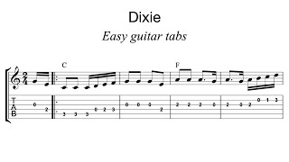 Easy guitar tabs  How to play Dixie  Capotasto Music [upl. by Notsle563]