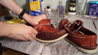 How to Repaint Restore and Customize Boat Shoes Sperry Restoration Tutorial [upl. by Nehr]