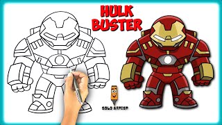 How To Draw Hulkbuster  The Avengers  Simple amp Easy [upl. by Nylodnarb313]