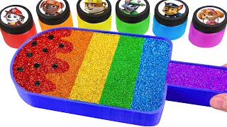 Satisfying Video  Mixing All My Slime Rainbow Ice Cream Popsicle Bathtub Glitter Slime ASMR [upl. by Sivolc]