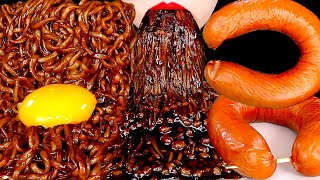 ASMR TRUFFLE BLACK BEAN NOODLES SPICY ENOKI MUSHROOMS 짜장불닭팽이버섯 트러플짜파게티 먹방 MUKBANG EATING SOUNDS 咀嚼音 [upl. by Corabella]