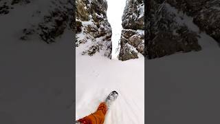 Woooo narrow couloir 🔥🏂mountains ski freeride [upl. by Leland]