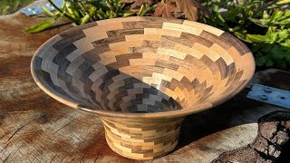 Small Birch and Walnut Segment Bowl  Woodturning [upl. by Irrahs896]