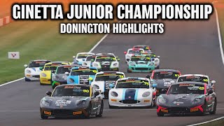 HIGHLIGHTS  2024 Ginetta Junior Championship  Donington Park 2  All Races [upl. by Nilekcaj]