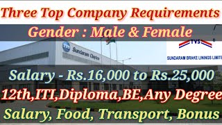 TVS SUNDARAM BRAKES LINING  Job vacancy in Chennai 2023 today  Jobs in chennai Padi  Fresher Jobs [upl. by Notyalk426]