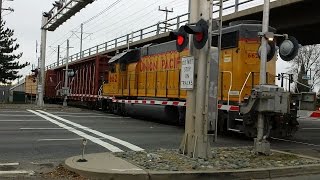 Union Pacific 662 YSR62r Florin Flyer Local Sunrise Boulevard Railroad Crossing SACRT On Overpass [upl. by Isolt755]