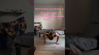 Day 6 working out everyday pushupsweightedpushupsdeclinemotivationfyppseudopushups [upl. by Yorgos]