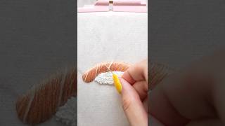 Embroidering a Salmon Nigiri with French Knot and Satin Stitches shorts salmon nigiri threadart [upl. by Ardnuahsal]