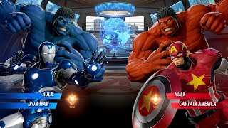 Blue Hulk amp Blue Iron Man VS Red Hulk amp Red Captain America  Marvel vs Capcom Infinite [upl. by Atteuqahs]