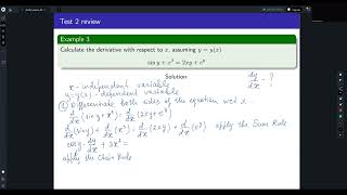 Example implicit differentiation [upl. by Newob843]