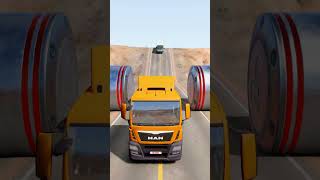 Trucks amp Bus Vs Extreme Bollards Crash shorts beamngdrive [upl. by Eldnek]