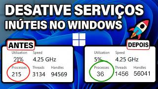 Desative ESSES SERVIÇOS inúteis AGORA para menos uso de CPU e RAM no Windows 1110 [upl. by Zoba]