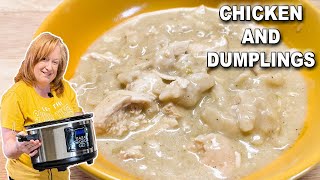 Easy Crockpot CHICKEN amp DUMPLINGS A Slow Cooker Chicken Dinner [upl. by Lemhaj]