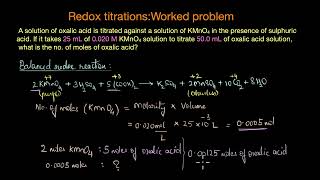 Worked example Redox titrations  Redox reactions  Chemistry  Khan Academy [upl. by Nyledaj]