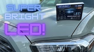 Bevinsee LED Headlight Kit InstallTest  SUPER BRIGHT [upl. by Solahcin]