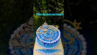 Simple cake design 💙🤍🩵ytshorts cake bakingyoutube cakedesign videoviralshortscakedecorating [upl. by Peednam]