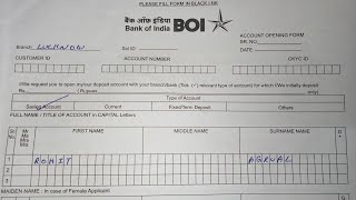 Bank Of India Account Opening Form Fill UP 2024 [upl. by Jair257]