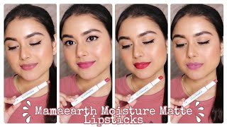 New Mamaearth Moisture Matte Longstay Lipstick  Review  Swatches  All 9 Shades  Arpita Ghoshal [upl. by Ettennaej274]