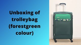 unboxing of aristocrat medium size trolley bag forestgreen colour [upl. by Lewie771]