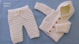 Ajuar Saquito chambrita chaleco tejido a crochet para bebes 12 [upl. by Muldon427]