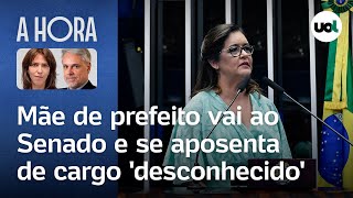 Mãe de prefeito vai ao Senado e se aposenta de cargo público desconhecido  Thais Bilenky [upl. by Burney]