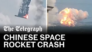 Moment Chinese rocket crashes after unexpected launch [upl. by Harli]