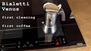 Bialetti Venus Induction Coffee Maker • Unboxing first cleaning and first coffee [upl. by Idelle]