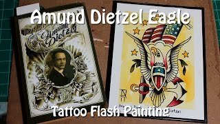 Amund Dietzel Eagle  Tattoo Flash Painting [upl. by Meridith131]