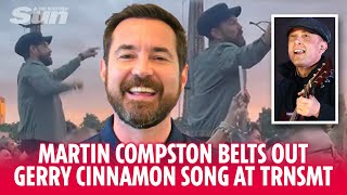 Martin Compston belts out Gerry Cinnamon song from pal’s shoulders during TRNSMT [upl. by Llirred308]