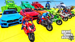 GTA V Super Stunt Car Racing Challenge By SPIDER MAN With Amazing Super Cars Off Road and Sea Shark [upl. by Anitsyrhc]