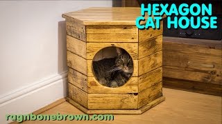 Making A Hexagon Cat House  Bed  Pallet Wood Project [upl. by Gnes]