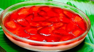 No Bake Strawberry Jello Pudding Recipe  Strawberry Cold Dessert Recipe  Corner Cooks [upl. by Lachance]