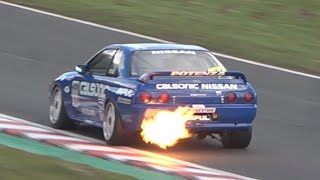 CALSONIC Nissan Skyline R32 GTR EXHAUST FLAMES on Track [upl. by Costello]