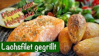 🔥Grilllachs an Drillingen und Feldsalat mit Drachenvinaigrette  Pfanne oder Holzplanke [upl. by Alrep496]