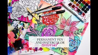 permanent pen and watercolor tutorial [upl. by Ailalue]