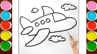 Aeroplane Drawing  Coloring amp painting  How to draw aeroplane  Aeroplane Drawing  Kids drawing [upl. by Klarrisa762]