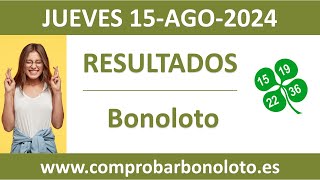 Resultado del sorteo Bonoloto del jueves 15 de agosto de 2024 [upl. by Bobette]