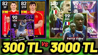 300 TL VS 3000 TL KADRO  EFOOTBALL 2025 MOBİLE [upl. by Yentrok]