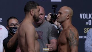 Nick Diaz vs Robbie Lawler Ceremonial WeighIns Staredown  UFC 266  MMA Fighting [upl. by Olcott128]