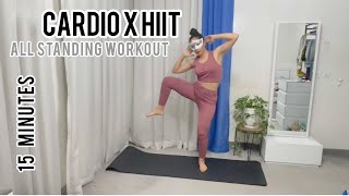 15 MIN CARDIO HIIT  ALL STANDING  Full Body Workout No Repeats [upl. by Lamek]