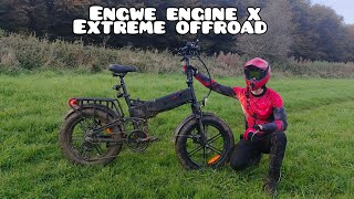 Spiderman rides Engwe Engine X 20 Inch Foldable Electric Bike EXTREME OFFROAD [upl. by Grantland]