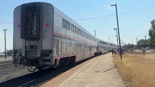 Amtrak California Zephyr Train 5 arriving at Roseville Amtrak Station in Roseville Hot Saturday [upl. by Mathre]