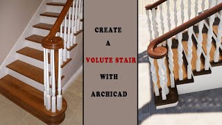 Model a Volute with Archicads railing tool Model a Volute Stair with Archicad Section 3 [upl. by Dosh]