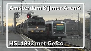 HSL1832 met Gefco Autotrein komt door station Amsterdam Bijlmer ArenA [upl. by Sordnaxela961]