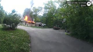 Caledonia police fire rescue dogs from house fire [upl. by Terhune]