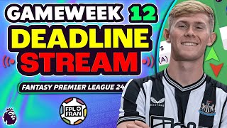 FPL GW12 DEADLINE STREAM ⏰HALL IN   Fantasy Premier League Tips [upl. by Merralee207]