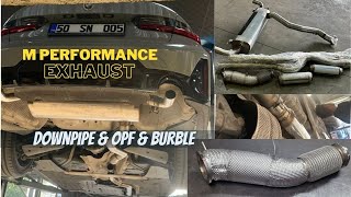 BMW G20 320i M Performance Exhaust Install  OPF Delete  Sport Mode Burble  Downpipe  All Kit [upl. by Ekud]