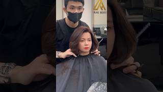 Dang Hieu Layer Bob Hair Cut  Kiểu tóc ngắn cho mặt tròn danghieuhairstylist layerbobhaircut [upl. by Aiyram]