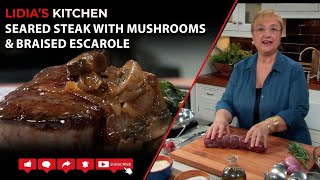 Seared Steak with Mushrooms amp Braised Escarole [upl. by Ahsihat60]